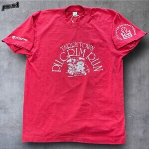 Vintage Tarry Town Pilgrim Run Shirt L Hitachi Parks Turkey 80s USA